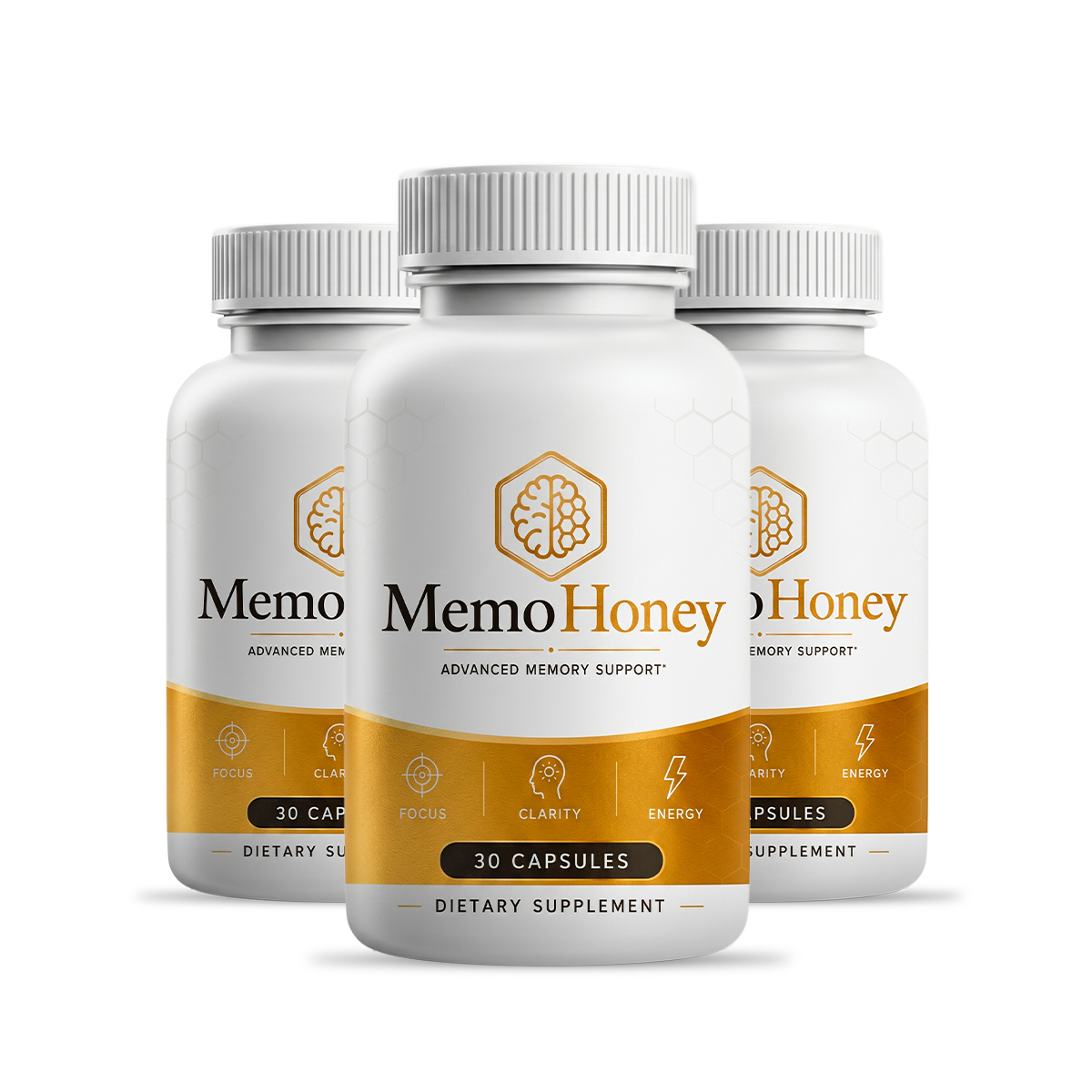 MemoHoney natural memory and focus supplement three-bottle package